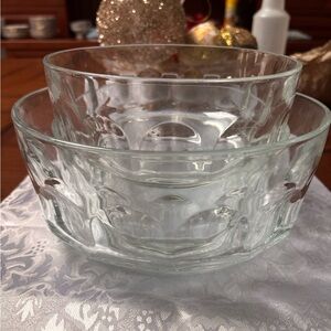 Arcoroc France Thumbprint Glass Bowl Set: Vintage Salad & Serving Bowls